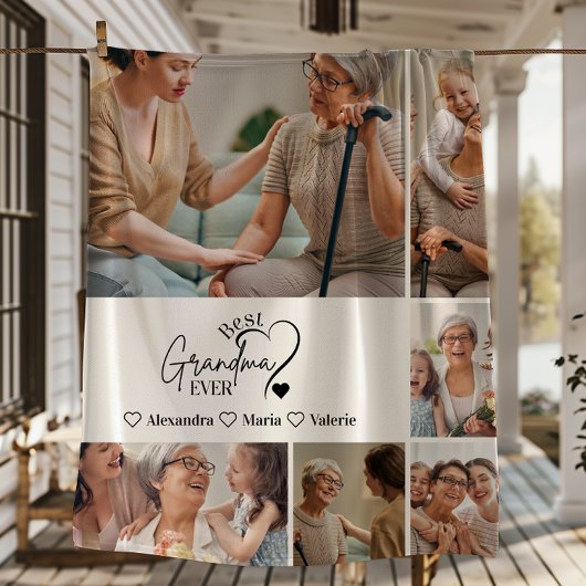 Couverture Polaire Peronalized 6 Photo Best Grandma Ever Minimalist