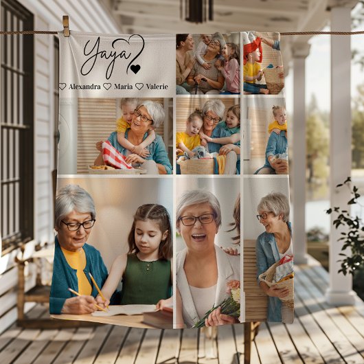 Couverture Polaire Peronalized 8 Photo Yaya Minimalist Line Art