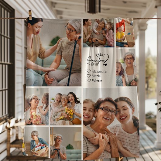 Couverture Polaire Peronalized 9 Photo Best Grandma Ever Minimalist