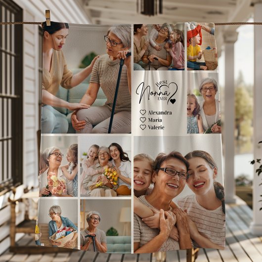 Couverture Polaire Peronalized 9 Photo Best Nonna Ever Minimalist
