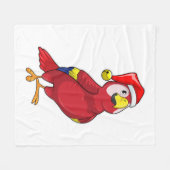 Couverture Polaire Perroquet avec chapeau de Père Noël (Devant (Horizontal))