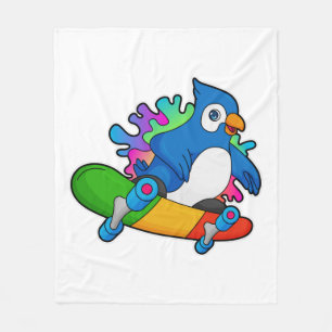 Couverture Polaire Perroquet en tant que skate avec skateboard