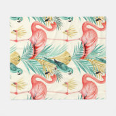 Couverture Polaire Perroquet Flamant Tropical Jungle (Devant (Horizontal))
