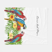 Couverture Polaire Perroquets bleu blanc feuille nom de la maison d'é (Devant (Horizontal))