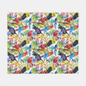 Couverture Polaire Perroquets colorés d'aquarelle (Devant (Horizontal))