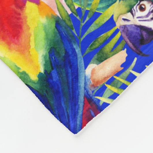 Couverture Polaire Perroquets d'aquarelle (Coin)