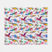 Couverture Polaire Perroquets de style d'aquarelle (Devant (Horizontal))