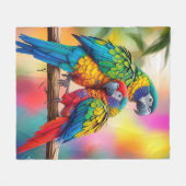 Couverture Polaire Perroquets Macaw Colorés Sur Une Branche-45739 (Devant (Horizontal))