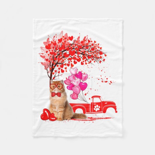 Couverture Polaire Persian Cat Heart Tree Valentines Day  (Devant)