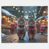 Couverture Polaire Persian Cats Christmas Snow Holiday (Devant (Horizontal))