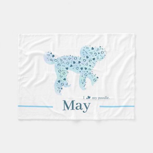 Couverture Polaire Personalize Pastel blue Poodle Silhouette custom (Devant (Horizontal))