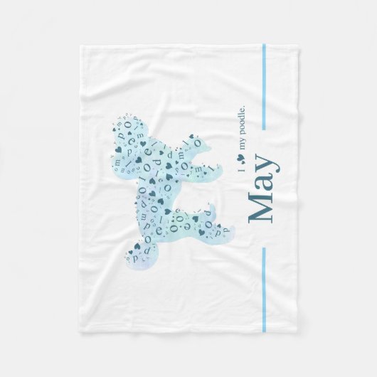 Couverture Polaire Personalize Pastel blue Poodle Silhouette custom (Devant)