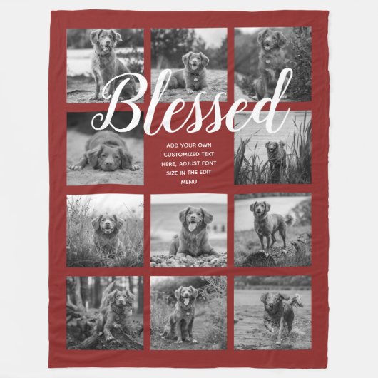 Couverture Polaire Personalized 11 Photo Collage BLESSED Red (Devant)