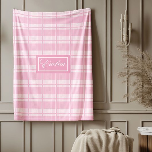 Couverture Polaire Personalized Aesthetic Throw Pink Tartan Comfort
