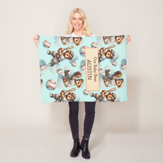 Couverture Polaire Personalized Baby Blanket – Watercolor Teddy Bears (En situation)