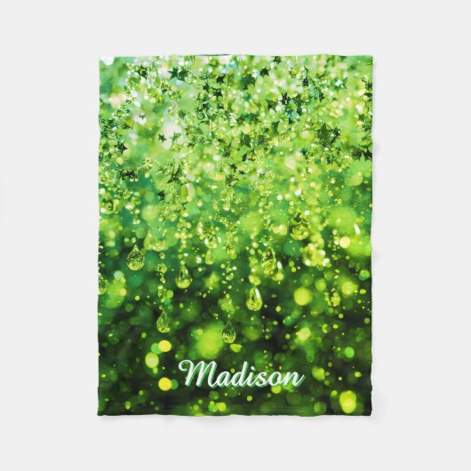 Couverture Polaire Personalized Baby Blanket With Green Faux Sparkle  (Devant)