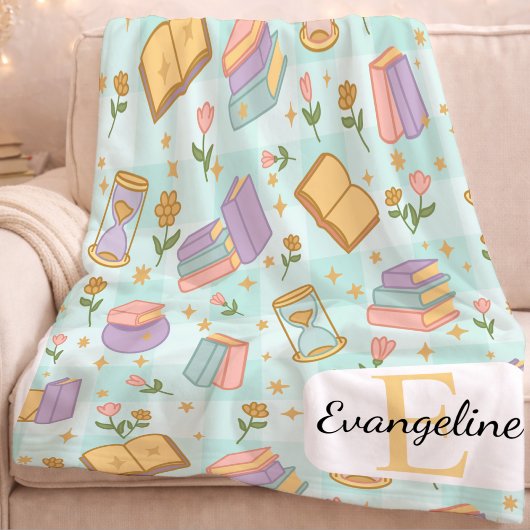Couverture Polaire Personalized Bookish Magic Pastel Girl Name Green