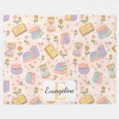 Couverture Polaire Personalized Bookish Magic Pastel Girl Name Pink (Devant (Horizontal))