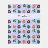 Couverture Polaire Personalized Bright Blue Colorful Floral Name (Devant)