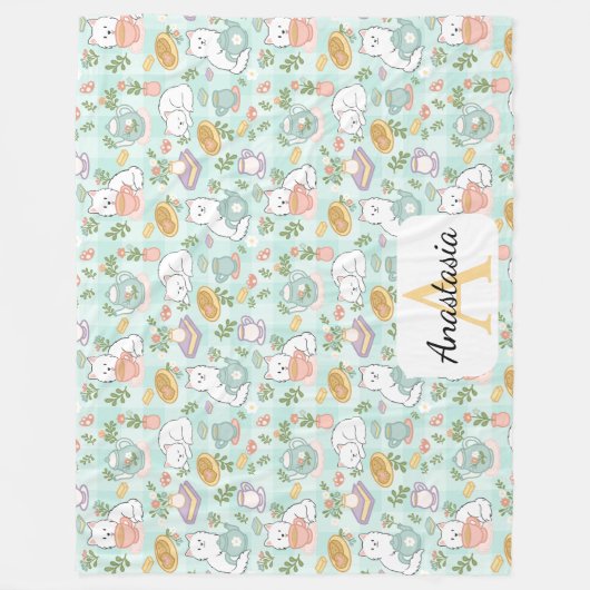 Couverture Polaire Personalized  Cat Monogram Name Pastel High Tea (Devant)