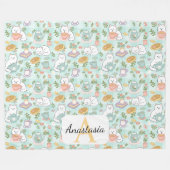 Couverture Polaire Personalized  Cat Monogram Name Pastel High Tea (Devant (Horizontal))