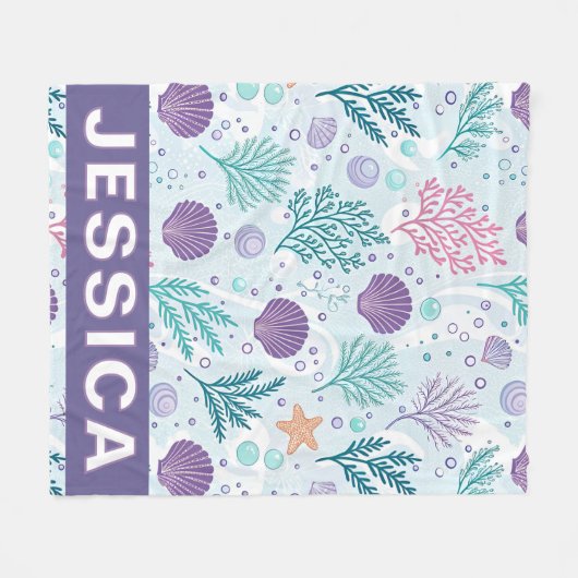 Couverture Polaire Personalized Coastal Seaweed Shells Ocean (Devant (Horizontal))