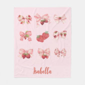 Couverture Polaire Personalized Coquette Strawberry & Bow  Fleece Bla (Devant)