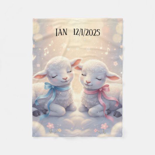Couverture Polaire Personalized Cute Baby Lambs on a cloud (Devant)