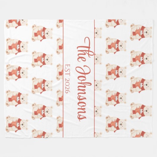 Couverture Polaire Personalized cute teddy bear  (Devant (Horizontal))