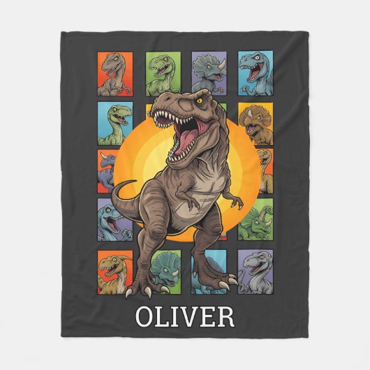 Couverture Polaire Personalized Dinosaur Blanket with Name (Devant)