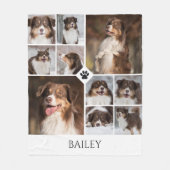 Couverture Polaire Personalized Dog Photo Collage Paw Print Name (Devant)
