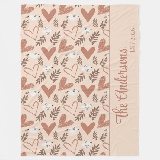 Couverture Polaire Personalized Dove & Heart Christian Pattern  (Devant)