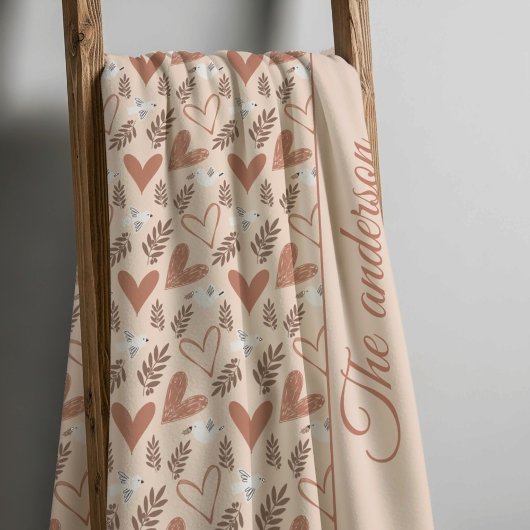 Couverture Polaire Personalized Dove & Heart Christian Pattern 