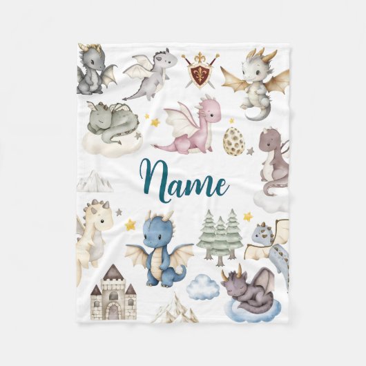 Couverture Polaire Personalized Dragon Baby Blanket with Name (Devant)