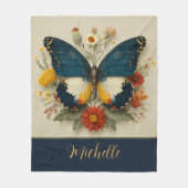Couverture Polaire Personalized Fleece Blanket Butterfly Floral  (Devant)