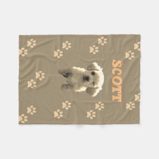 Couverture Polaire personalized golden dog blanket with custom name (Devant (Horizontal))