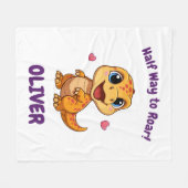Couverture Polaire Personalized Halfway to One Dinosaur 6 Month (Devant (Horizontal))