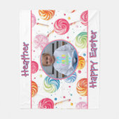 Couverture Polaire Personalized Happy Easter Lollipop Candy Photo (Devant)
