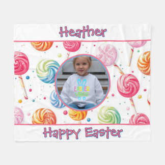 Couverture Polaire Personalized Happy Easter Lollipop Candy Photo
