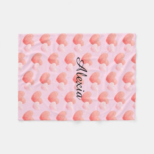 Couverture Polaire Personalized Heart Blanket Custom Name (Devant (Horizontal))