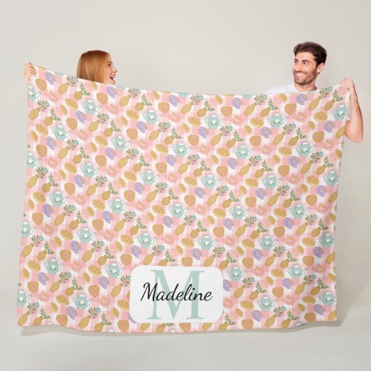 Couverture Polaire Personalized High Tea Monogram Name Pastel Pink (En situation)