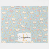 Couverture Polaire Personalized Magical Book Aesthetic Pattern Blue (Devant (Horizontal))