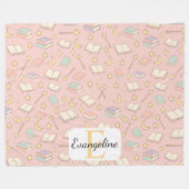 Couverture Polaire Personalized Magical Book Aesthetic Pattern Pink (Devant (Horizontal))