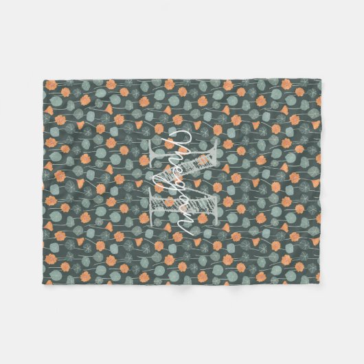 Couverture Polaire Personalized Monogram Floral Doodle Fleece Blanket (Devant (Horizontal))