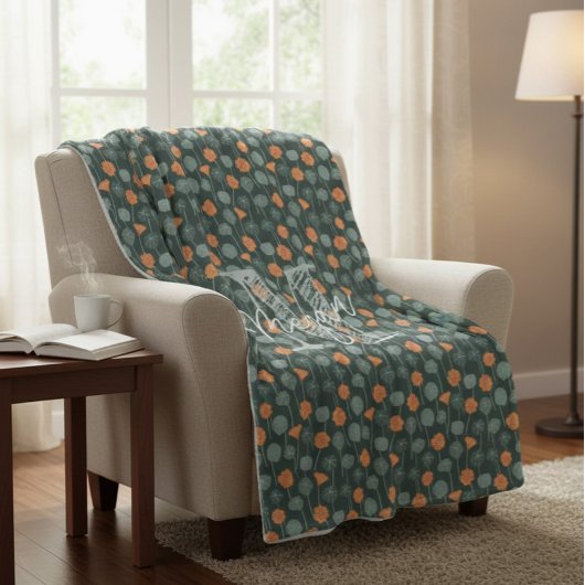 Couverture Polaire Personalized Monogram Floral Doodle Fleece Blanket