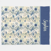 Couverture Polaire Personalized Name Blue Wildflowers (Devant (Horizontal))