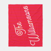 Couverture Polaire Personalized Name Bright Pink Red Stripe Christmas (Devant)