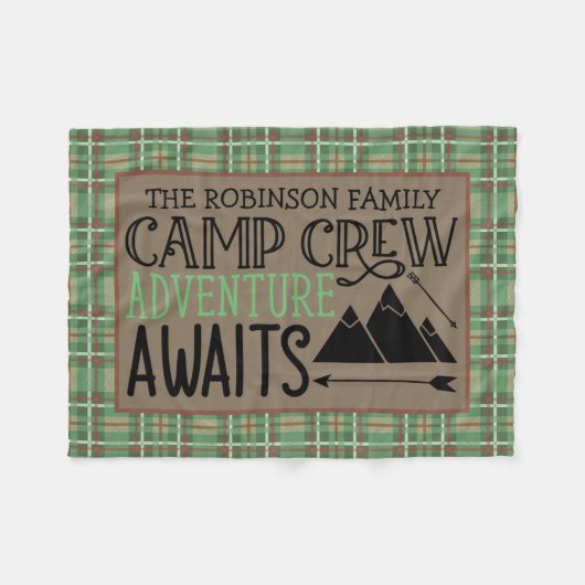 Couverture Polaire PERSONALIZED NAME Cabin Camping Adventure (Devant (Horizontal))