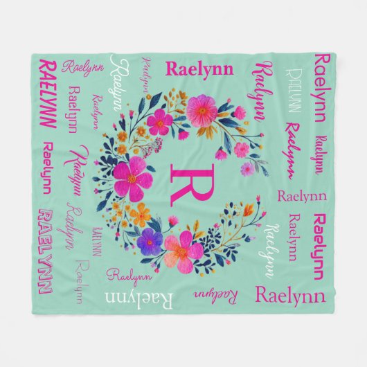 Couverture Polaire Personalized Name Initial Add Your Name (Devant (Horizontal))