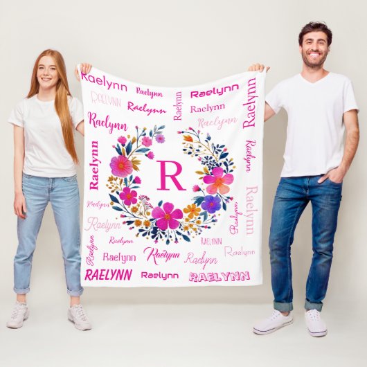 Couverture Polaire Personalized Name Initial Add Your Name White (En situation)